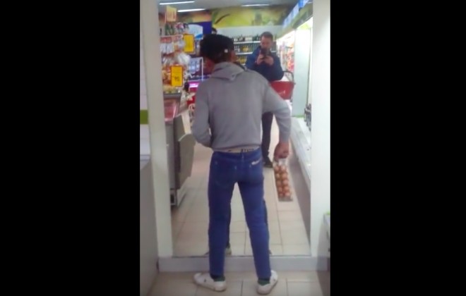 Drunk Russian Man Attempts To Fight Own Reflection