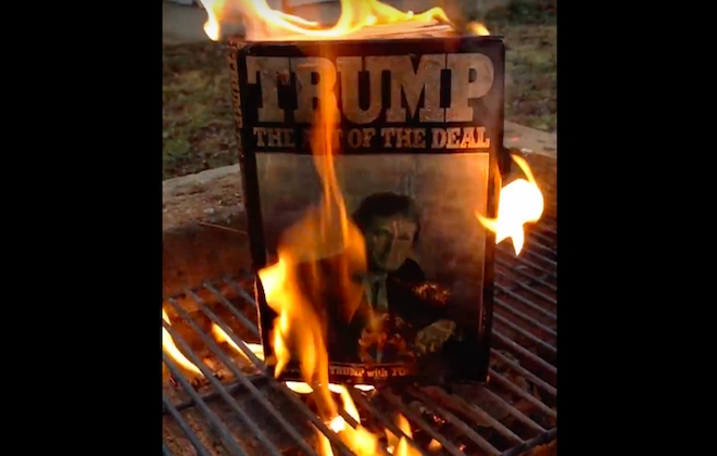 Burning Donald Trump's Book On His Inauguration Day