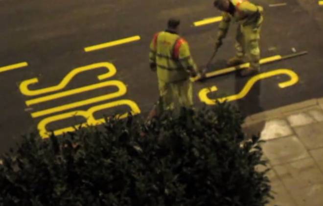 How They Paint "Bus Stop" On The Road