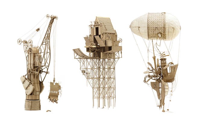 Imaginative flying machine made from cardboard