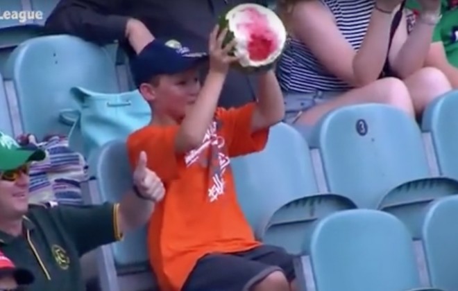 Australian Sports Lad Eats ENTIRE Watermelon