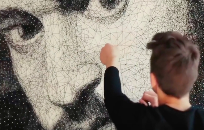 A Portrait Made Of 13,000 Nails & Thread