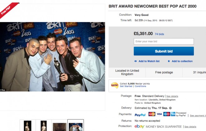Abz From Five Is Selling His Brit Award On eBay!