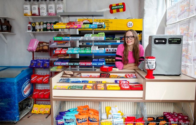 Artist Fills Cornershop With Knitted Goods