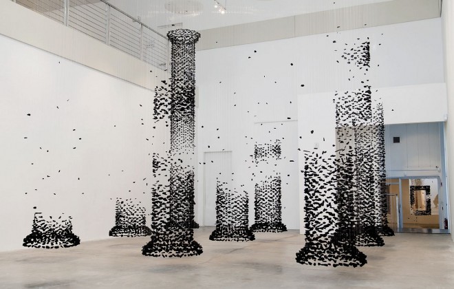 Seon Ghi Bahk's Suspended Charcoal Architectural Columns